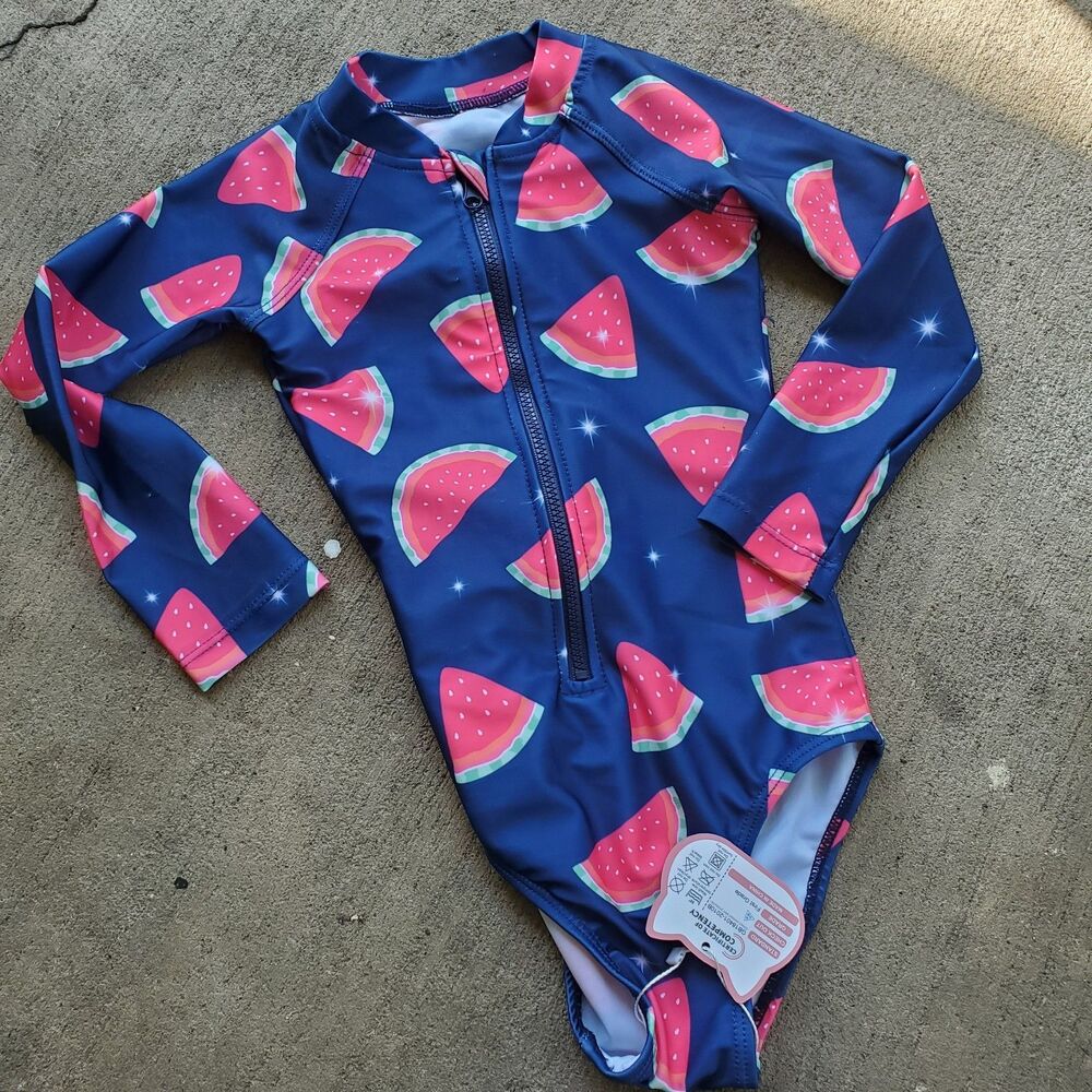 Zip-Up Rash Guard One-Piece Swimsuit with Long Sleeves Missing Size